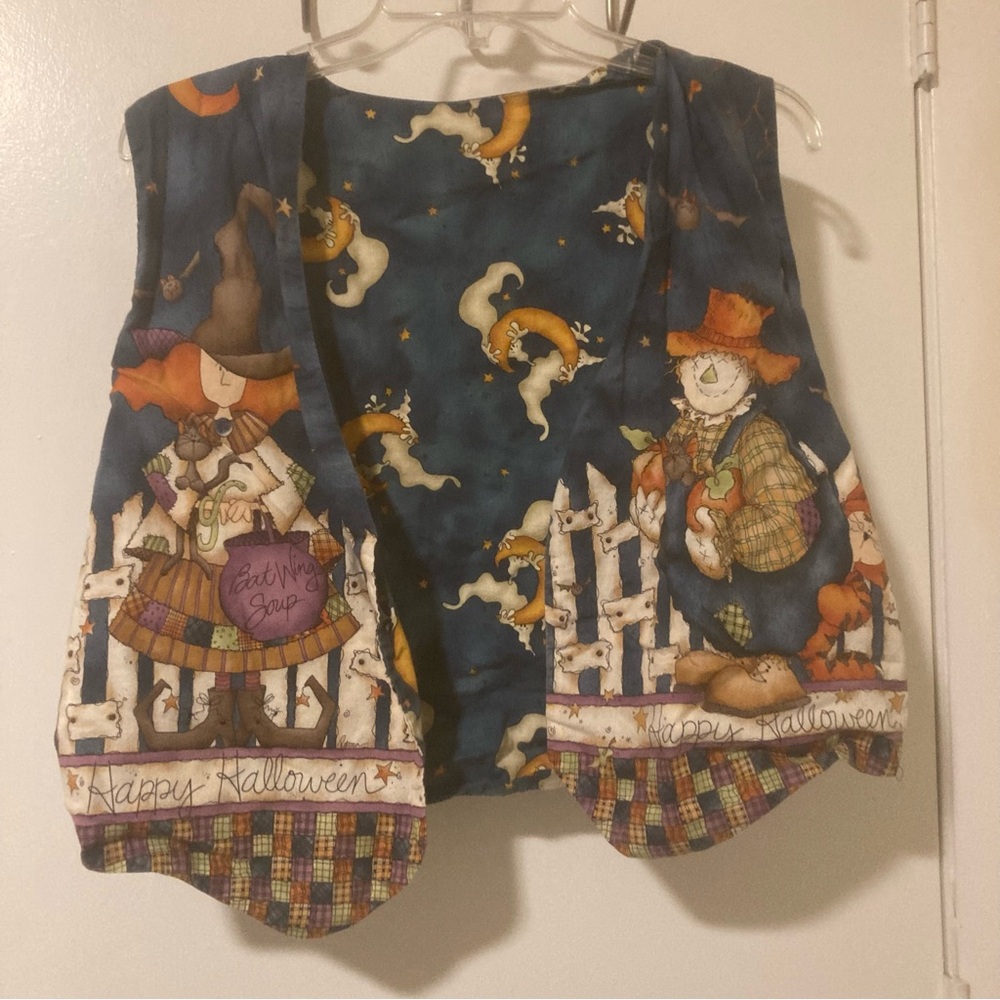 Vintage Handmade Reversible Halloween Ghost Vest
